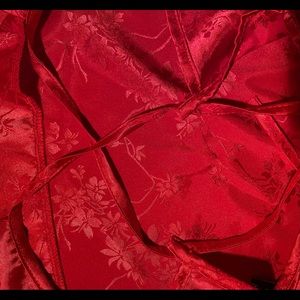 RED TIE BACK TANK TOP SATIN